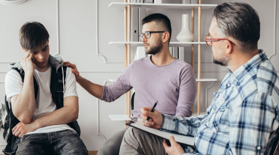 Group discussion in a therapy session.